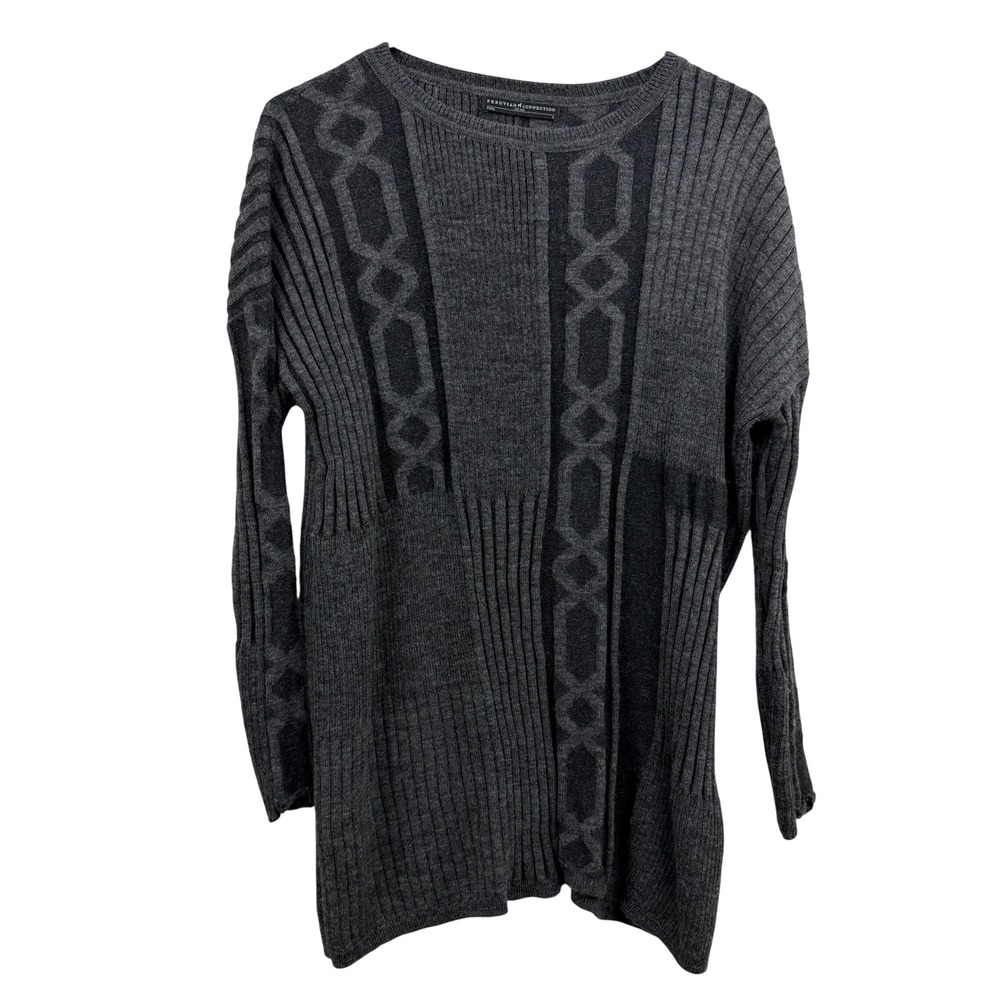 Peruvian Connection Sweater Womens Small Grey Alpaca Pima Cotton Mixed Knit